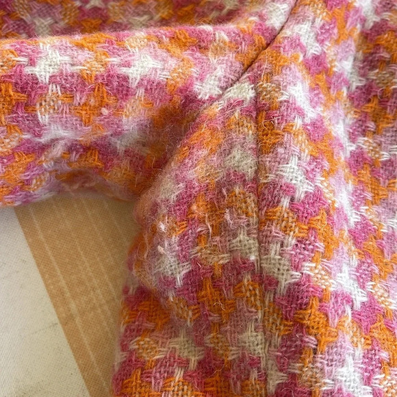 Vintage Pink and Orange Blazer with Bracelet Sleeves and Rhinestone Buttons- L - Picture 8 of 9